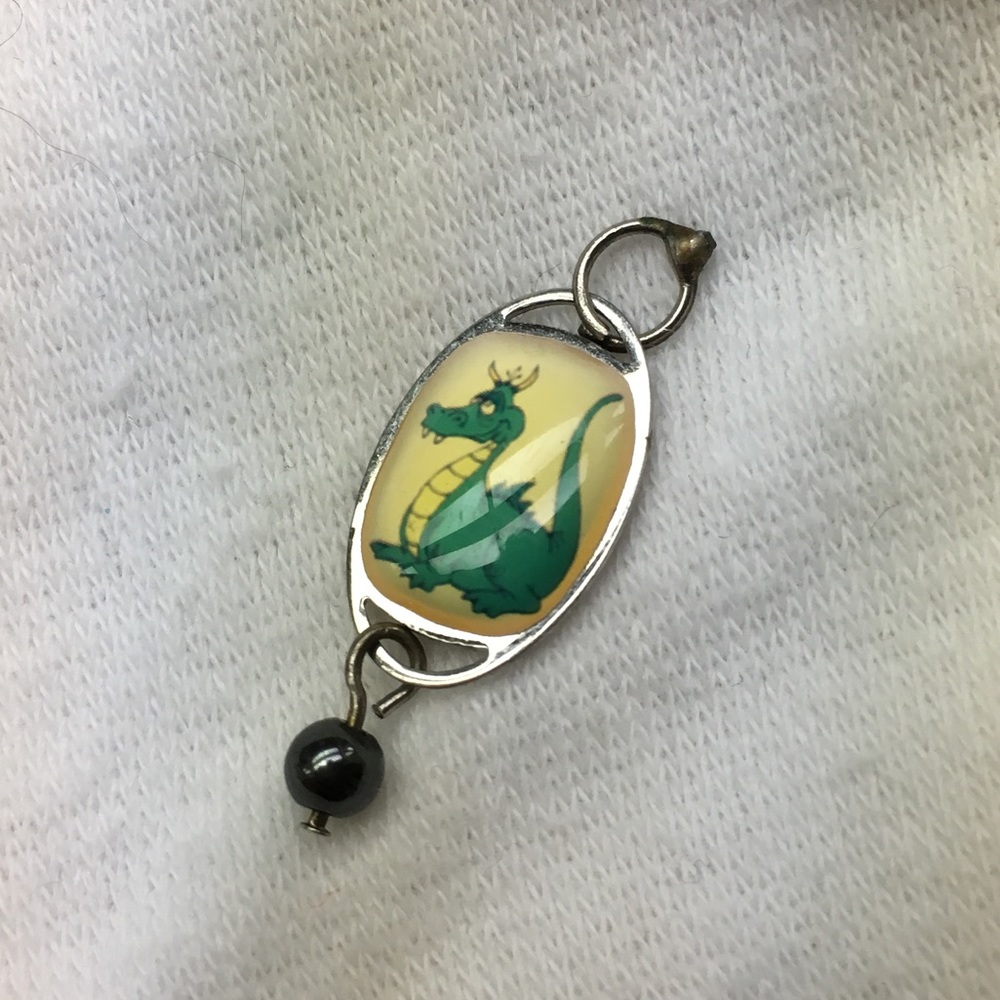 Green Dragon Pendant Silver Charm Bead